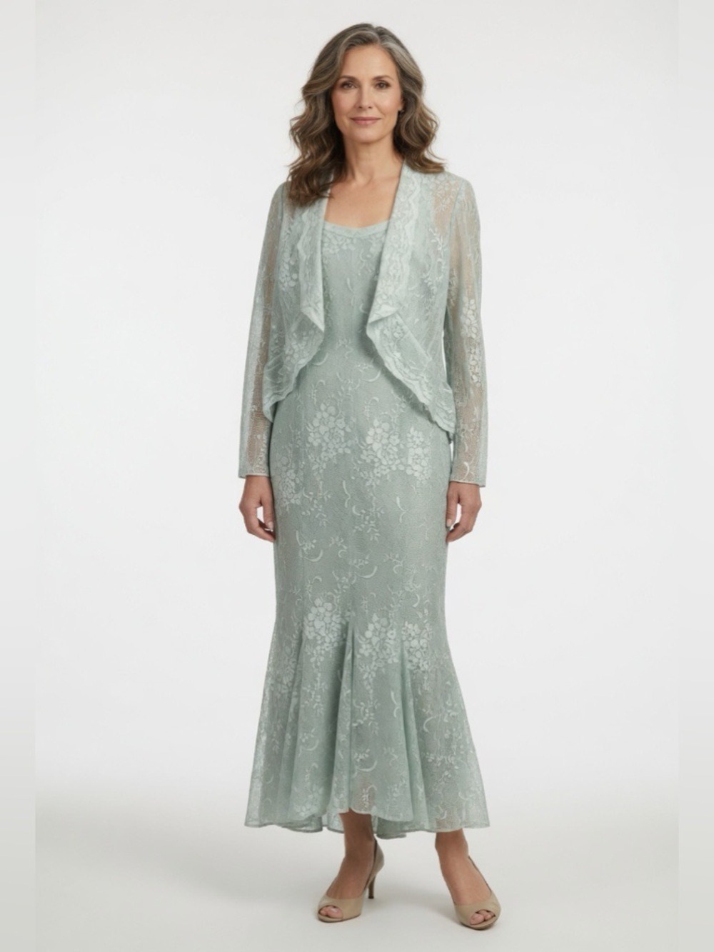 Damianou Mint Green Sleeveless Dress w/Cardigan M